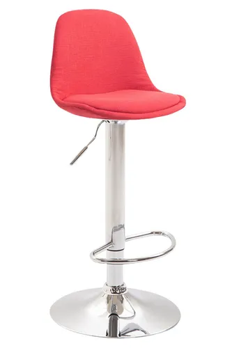 CLP Barhocker Kiel – Höhenverstellbar & Drehbar in Rot-Chrom - Stylischer Barhocker aus Stoff und Metall mit bequemer Polsterung, ideal für lange Sitzzeiten. Höhenverstellbar für jede Körpergröße und mit Bodenschoner für den perfekten Schutz Ihres Bodens.