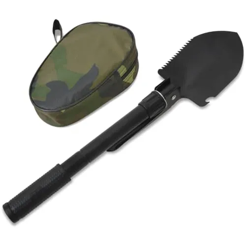 vidaXL Klappspaten BW Bundeswehr mit Tasche Armeespaten Feldspaten Karbonstahl