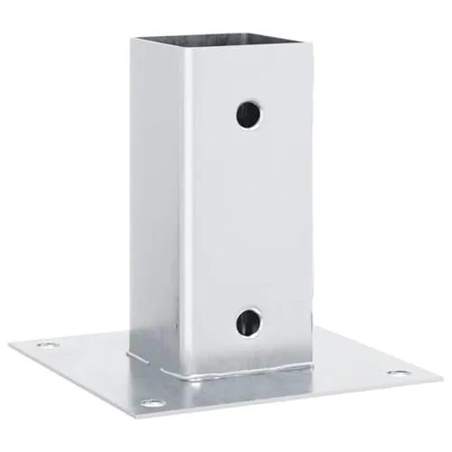 vidaXL Pfostenträger Quadratisch 4Stk. Silber 71x71mm - Gartenzäune - Stabiler Pfostenträger aus feuerverzinktem Stahl für lange Haltbarkeit und vielseitige Anwendungen, ideal für Zaun- und Pavillonpfosten.