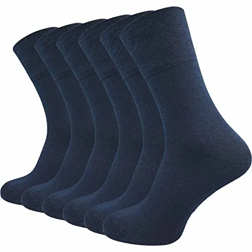 GAWILO 6 Paar Damen Socken ohne Gummidruck – extra breites Bündchen - hoher Baumwollanteil - ohne drückende Zehennaht - ideal für Diabetiker (39-42, blau)