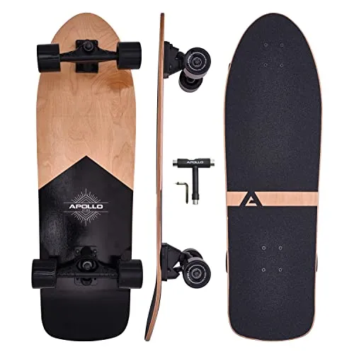 Apollo Miniskateboard Midi Longboard Surfskate Pro in schwarz von Apollo