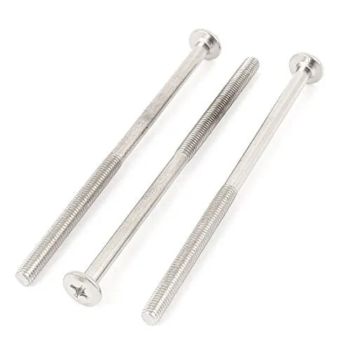 sourcing map M6-Schrauben, 120 mm lang, flacher Senkkopf mit Kreuzschlitz, silberfarben, 3 Stück de