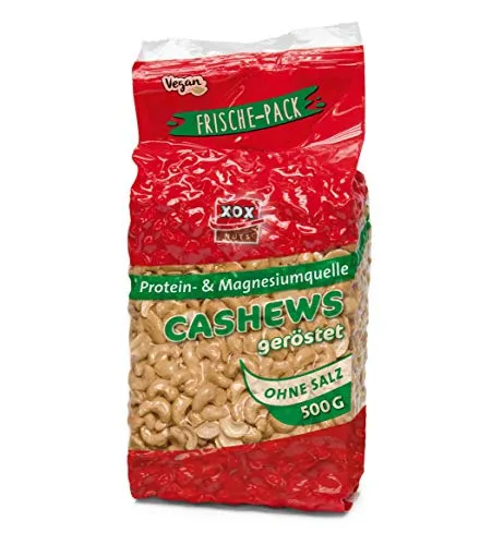 XOX Gebäck Cashews geröstet und ohne Salz, 500 g