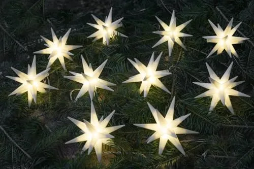 GURU SHOP Sternenkette mit 10 LED Adventssternen