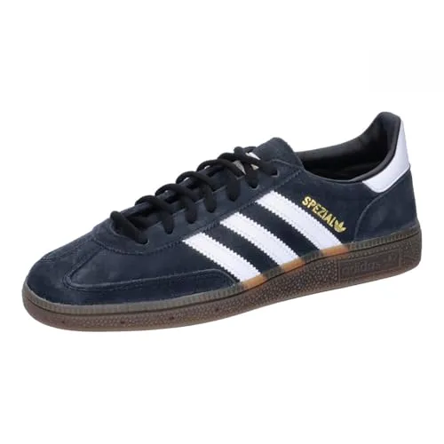 adidas Handball Spezial Herren Sneaker - 44 EU - Stylischer Black White Sneaker aus Wildleder & Synthetik, ideal für Berufskleidung und Alltag, mit komfortabler Gummi-Laufsohle für besten Halt.