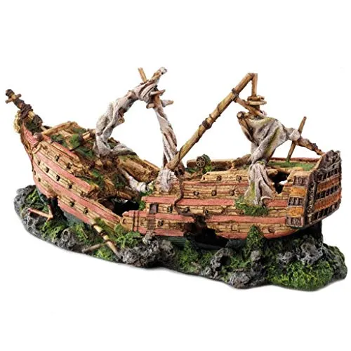 Europet Bernina Galeon-Wreck XXL Aquariendekoration - Thematische Ornamente für Aquarien, beeindruckendes Galeon-Wreck in XXL-Größe (73 x 26.5 x 34 cm) sorgt für ein einzigartiges Unterwasser-Ambiente.