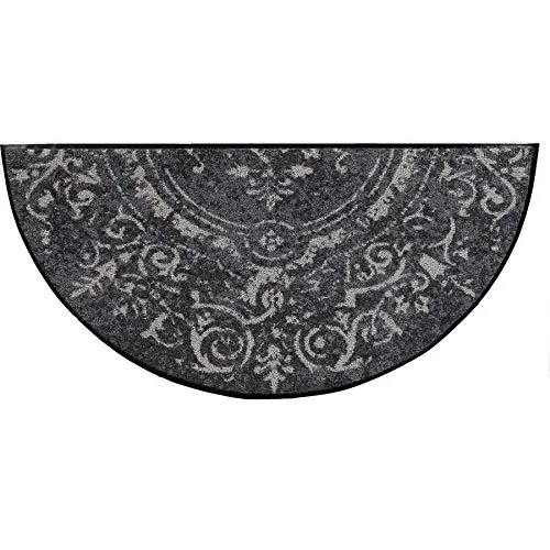 Salonloewe Amira Grey Fußmatte - Halbrund 42x85 cm, waschbar, rutschfest und pflegeleicht für drinnen und draußen