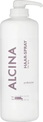 ALCINA Professional Haar-Spray 1200 ml - Aerosolfreies Pump-Spray für elastischen Halt ohne Verklebung. Trocknet schnell und bietet optimalen Schutz bei Wind und Feuchtigkeit. Ideal für flexible Frisuren und zuverlässigen Halt.