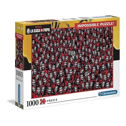 Clementoni 39527 Impossible Puzzle La Casa de Papel – Puzzle 1000 Teile ab 9 Jahren, Erwachsenenpuzzle mit Wimmelbild, herausforderndes Geschicklichkeitsspiel für die ganze Familie