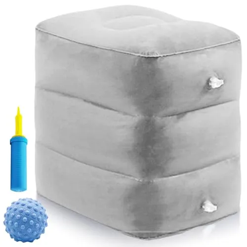 Aufblasbarer Bandscheibenwürfel mit Luftpumpe und Silikon-Faszienball (hellgrau)