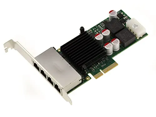 KALEA-INFORMATIQUE Netzwerk-Controller-Karte 4 Ports Gigabit Ethernet LAN RJ45 auf PCIe x4 Port. Power Over Ethernet Poe mit Intel I350AM4 Chipsatz.