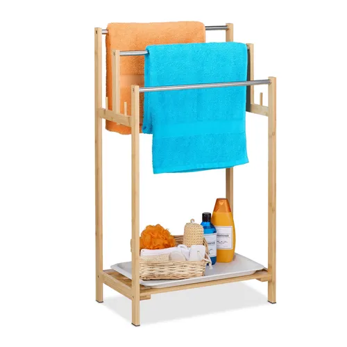Handtuchhalter aus Bambus mit 3 Stangen - Stylischer Handtuchständer für das Badezimmer, aus nachhaltigem Bambus gefertigt – ideal zur platzsparenden Aufbewahrung von Handtüchern.