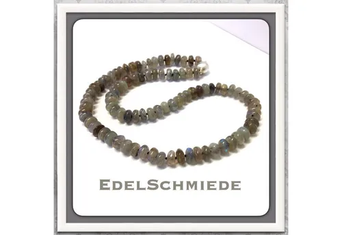 Edelschmiede925 Kette ohne Anhänger Labradoritkette Magnetschließe 925/- Silber Linsen 42cm