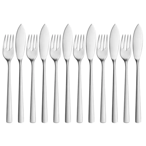 WMF Corvo Fischbesteck 12-teilig für 6 Personen - Elegantes Besteckset aus kratzbeständigem Cromargan protect Edelstahl, ideal für Fischgerichte und spülmaschinenfest für einfache Reinigung.