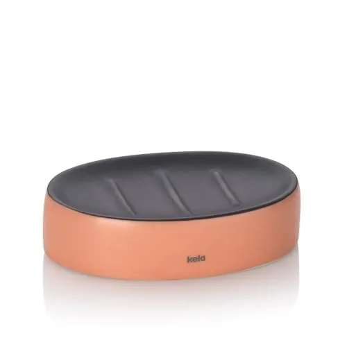 kela Seifenschale MATSI – Keramik Pfirsichrosa, 12,5x8,5x3 cm, stilvolle Seifenablage für Bad und Dusche