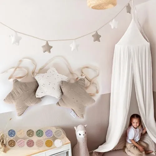 LILIMAUS Sternen Wimpelkette Stoff - 100% Baumwolle Handmade - Wanddekoration für Baby- & Kleinkinderzimmer, kreative Raumgestaltung mit bunten Wimpeln in 12 Farben, perfekt für eine einladende Atmosphäre.