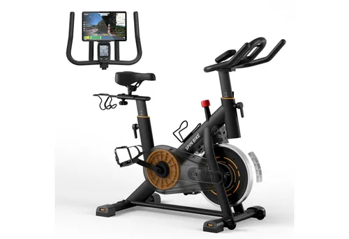 YAMO Speedbike YK10 Heimtrainer - Fahrradergometer mit leisem Riemenantrieb, 120KG belastbar und ideal für das Training zu Hause. Ausgestattet mit LCD-Monitor und verstellbarem Komfortsattel.