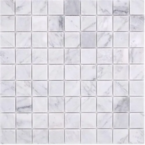 Natursteinmosaik Carrara-Optik weiß matt für Wand und Boden - Quadratisches Mosaik in eleganter Carrara-Optik, ideal für Küche und Bad. Frostbeständig und perfekt für Innen- und Außenbereiche geeignet. Verleihen Sie Ihren Räumen einen stilvollen Akzent!