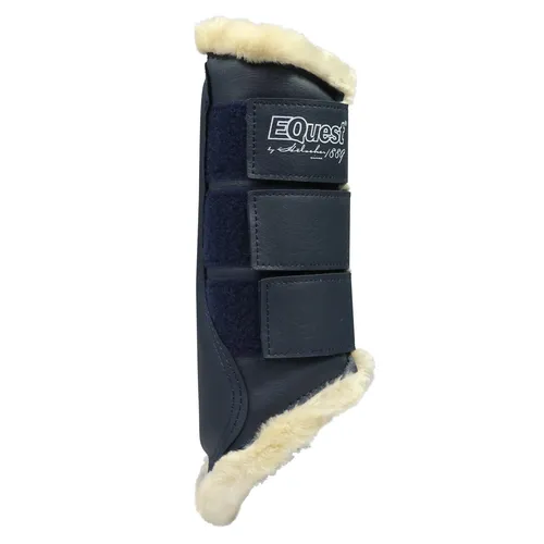 EQuest Softgamasche für Pferde, 2er Set - Navy/Natur, Größe S - Hochwertige Softgamaschen in Navy, idealer Schutz für das Pferdebein, bequem und strapazierfähig für den täglichen Einsatz.