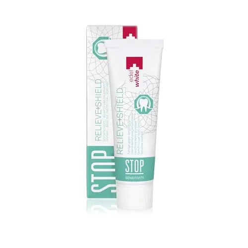 edel+white STOP Sensitive Zahngel 75ml I Effektive Zahnreinigung gegen Karies I Zahncreme ohne Parabene I Umfassender 12 Stunden Schutz für die Zähne