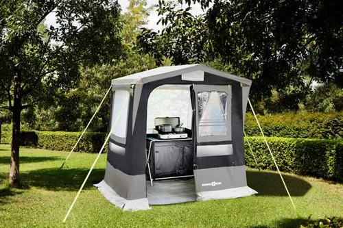 Brunner Gusto NG Küchenzelt, 200x150cm, anthrazit - Küchen- & Gerätezelte mit Giebeldach, ausgestattet mit Moskitogaze und Folienabdeckung für optimalen Schutz gegen Insekten und Wetter.