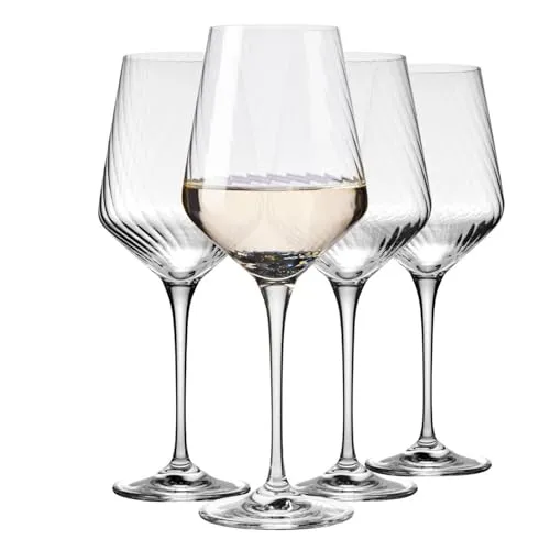 Krosno Weingläser mit strukturierter Oberfläche, 450 ml – 4er-Set | Für Rotwein, Weißwein, Schaumwein & Cocktails | Design der LUMI-Kollektion | Spülmaschinenfest | Bleifreies Kristallglas