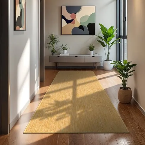 Paco Home Outdoor Teppich Flachgewebe Sisaloptik Modern Einfarbig meliert wetterfest & pflegeleicht Küchenteppich Ideal für Terrasse Balkon Garten, Grösse:60x100 cm, Farbe:Gelb