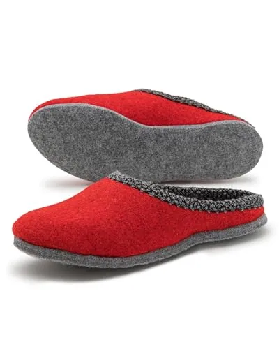 Pantoffelmann Walk-Filzpantoffel Rot 43/44 - Herren-Hausschuhe aus hochwertigem gewalktem Filz, atmungsaktiv und ergonomisch geformt für optimalen Komfort – ideal für gemütliche Abende zu Hause.