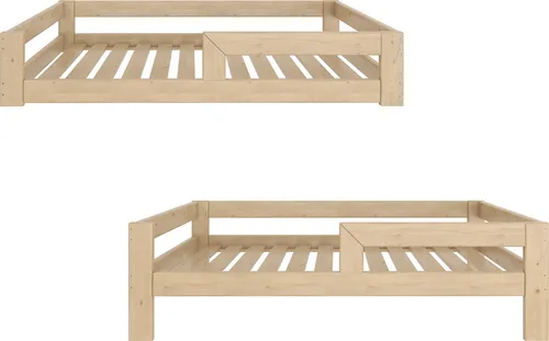 Bodenbett umbaubar zum Kleinkindbett 70x140 cm - Vielseitiges Kinderbett für Kleinkinder ab 1 Jahr, umbaubar zum Juniorbett mit zusätzlichem Platz für sicheren Schlaf. Ideal für ein gemütliches und sicheres Schlafumfeld.