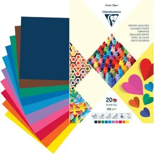 Clairefontaine Tonpapier 97244C, A4, 10 Farben sortiert, 120g/m², 20 Blatt