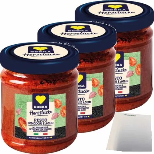 EDEKA Pesto Rosso 3er Pack 3x190g Glas usy Block von EDEKA