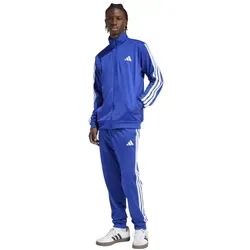adidas Herren SPORTSWEAR BASIC 3 STRIPES TRICOT TRACKSUIT, semi lucid blue/white, S - Stylischer Trainingsanzug mit durchgehendem Reißverschluss und elastischem Bund. Ideal für Sport und Freizeit, bietet Komfort und Bewegungsfreiheit.