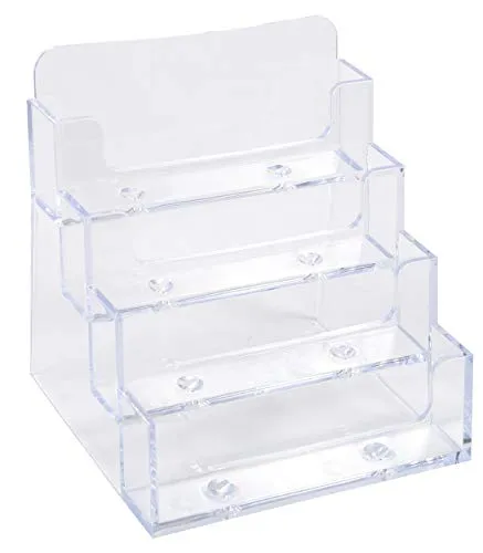 Exacompta 71158D Visitenkartenhalter Exacyrl aus robustem Acryl 4 Stufen gefertigt aus einem Guss kristall ideal für Schreibtisch und Büro Verkaufsbüro Visitenkarte Ständer