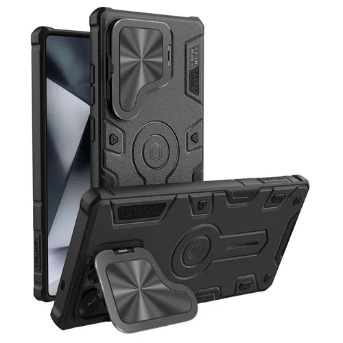 Samsung Galaxy S25 Ultra Black Rhino Kamera Shield Hülle Schwarz - Robuste PC Hülle mit schiebbarer Kameraabdeckung und MagSafe-Kompatibilität für optimalen Schutz und Funktionalität. Ideal für dein Samsung Galaxy S25 Ultra.