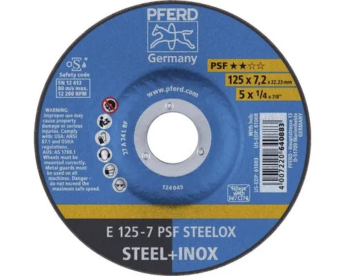 Produktbild Schruppscheibe PFERD PSF STEELOX Stahl/Inox Ø 125x22,23 mm