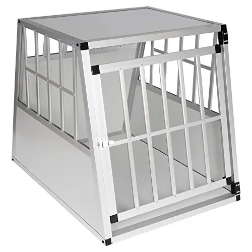 EUGAD Tiertransportbox Alu - Hundetransportbox 85x65x69 cm - Robuste Aluminium-Hundetransportbox mit Sicherheitsverschluss und guter Belüftung, ideal für große Hunde wie Husky oder Border Collie. Schützt den Kofferraum vor Kratzern.