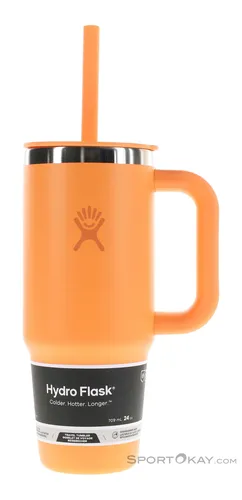 Hydro Flask Travel Tumbler 709 ml - Edelstahl mit Spritzschutzdeckel - Thermobehälter mit doppelwandiger Vakuumisolierung, hält Getränke bis zu 24 Stunden kalt und 12 Stunden heiß; ideal für unterwegs mit ergonomischem Griff und abschließbarem Strohdeckel.