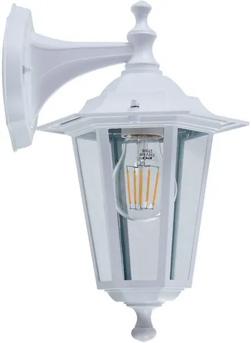 EGLO LED Wandleuchte LATERNA 5 L16,5 x H35 x AL21 cm, spritzwassergeschützte Lampe, ohne Leuchtmittel, Außen-Wandlampe, Wandleuchte, Weiß, E27, IP44, L16,5 x H35 x AL21 cm