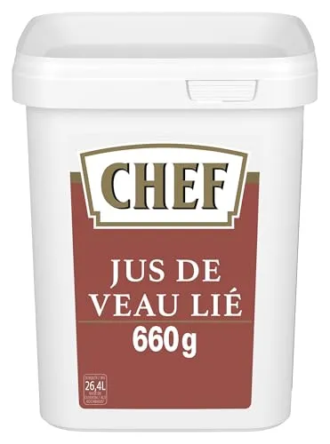 CHEF Kalbsjus gebunden, Bratenjus-Basis mit Kalbfleischgeschmack, 660g | Kalbsjus Pulverform mit feiner Röstaroma-Note, wasserbadstabil, ergibt 11 Liter, Basis für klassische Jus und Fleischgerichte