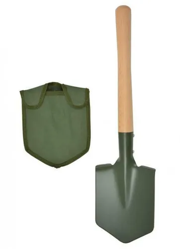 Feldspaten mit Holzstiel und Tasche - Transport- & Pionierzubehör, ideal für alle Outdoor- und Camping-Abenteuer, robust und praktisch für jeden Einsatz.