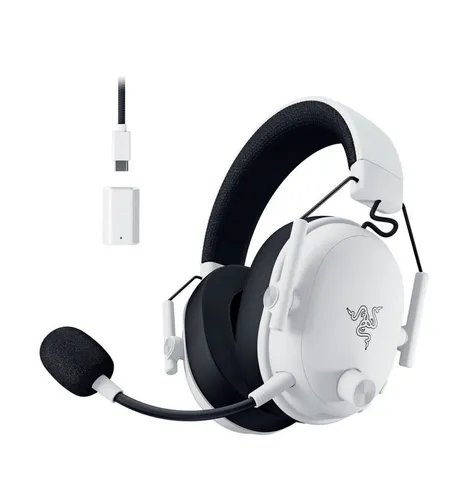 RAZER Blackshark V3 - Over-ear Gaming Headset Bluetooth in Weiß - Gaming Headset mit Razer HyperSpeed Wireless Gen 2 für latenzfreies Spielen und THX Spatial Audio für präzisen 3D-Sound - ideal für E-Sport-Profis.
