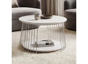 MCA Couchtisch MCW-P60, runder Beistelltisch Ø 70cm in Weiß - Moderner Couchtisch mit stabiler Metallbasis und pflegeleichter MDF-Oberfläche. Ideal für Wohn- und Loungebereiche. Zusätzliche Ablagefläche für Ordnung und Stil.