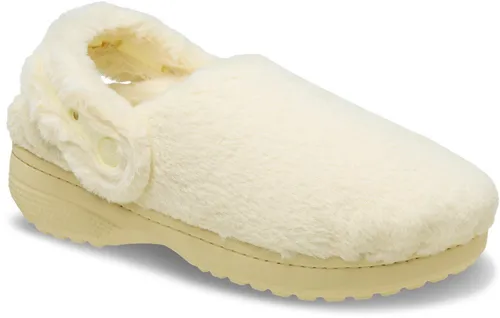 Crocs Classic Unfurgettable Holzschuhe Beige EU 37-38 - Zehentrennersandalen mit kuscheligem Kunstfell-Obermaterial und Croslite™-Außensohle für ultimativen Komfort und Vielseitigkeit, ideal für drinnen und draußen.