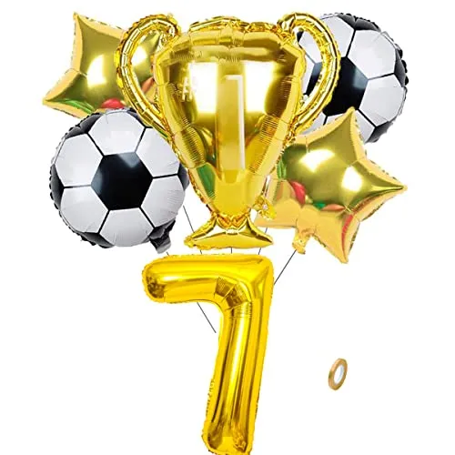 Jxuzh Fussball Geburtstag Fußball Party Deko Zubehör Fußball Geburtstagsdeko Jungen Luftballon 7. Geburtstag Junge Soccer Party Fußball Ballons Deko Stern Ballon Golden Fußballfan Kindergeburtstag