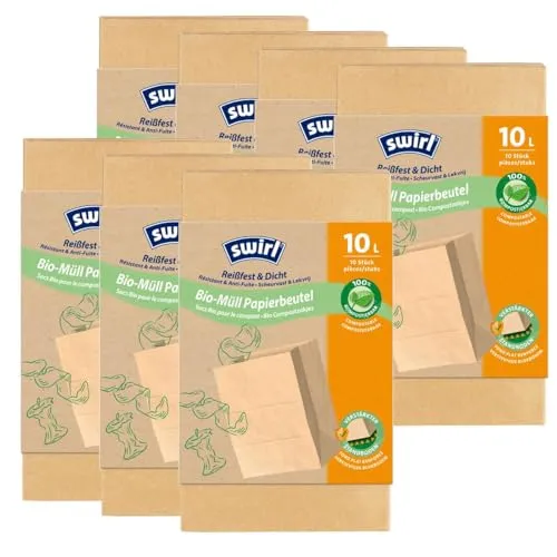 Swirl Bio-Müll-Papier-Beutel 10L 10 Stück (7er Pack) von Swirl