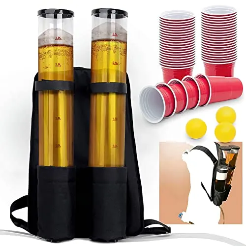 Der Kulthit - Duo Bierrucksack mit 6 Liter Kapazität - Haushaltsgroßgeräte: Der perfekte Begleiter für Partys und Festivals! Mit 2 x 3 Liter Tanks und 50 XXL Partybechern im Set, ideal für die durstigen Massen.