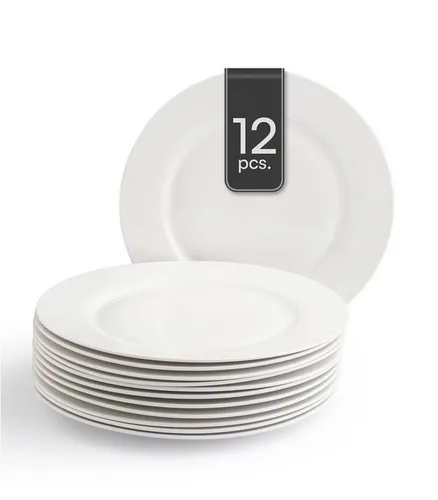 Home4You Speiseteller Ø 26,5 cm - 12er Set aus Bone China - Teller für Haushalt und Party, spülmaschinenfest und fruchtsäurebeständig – perfekt für stilvolle Anlässe!