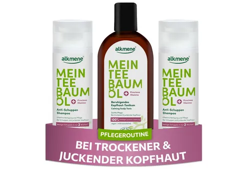 alkmene Haarpflege-Set gegen Schuppen - Haarpflege-Set mit Anti-Schuppen Shampoo und Kopfhaut Tonikum, lindert Juckreiz und beugt Schuppenbildung vor – für eine gesunde Kopfhaut und glänzendes Haar.