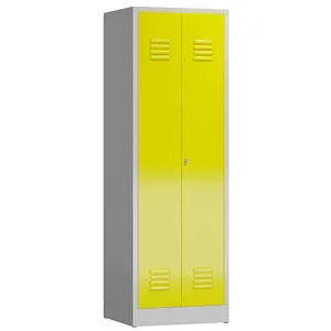 Steelboxx Mehrzweckschrank 2 Abteile, 1800 mm - Hochschrank mit 2 Abteilen, komplett verschweißt und montiert. Ideal für Umkleiden und Sozialräume, bietet praktische Fachböden und eine Kleiderstange für optimale Organisation.
