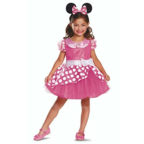 Disney Offizielles Premium Minnie Mouse Kostüm - Rosa Maus Kostüm für Mädchen, perfekt für Fasching, Karneval und Geburtstagsfeiern, Größe S